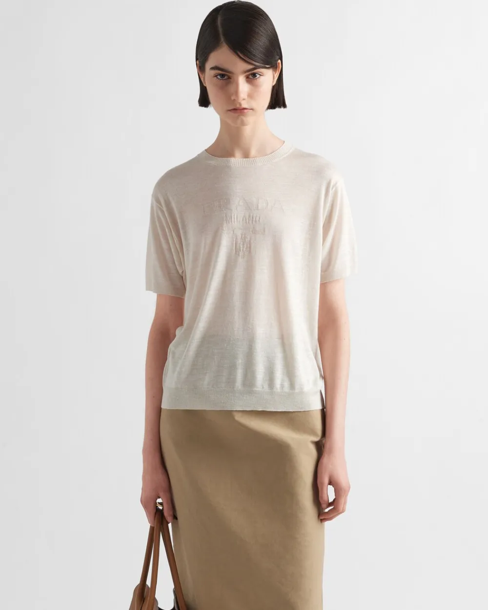 Mujer Prada TEJIDOS DE PUNTO^Silk Crew-neck Sweater