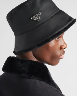 Hombre Prada SOMBREROS Y GUANTES^Sombrero De Pescador De Re-nylon Y Borreguillo