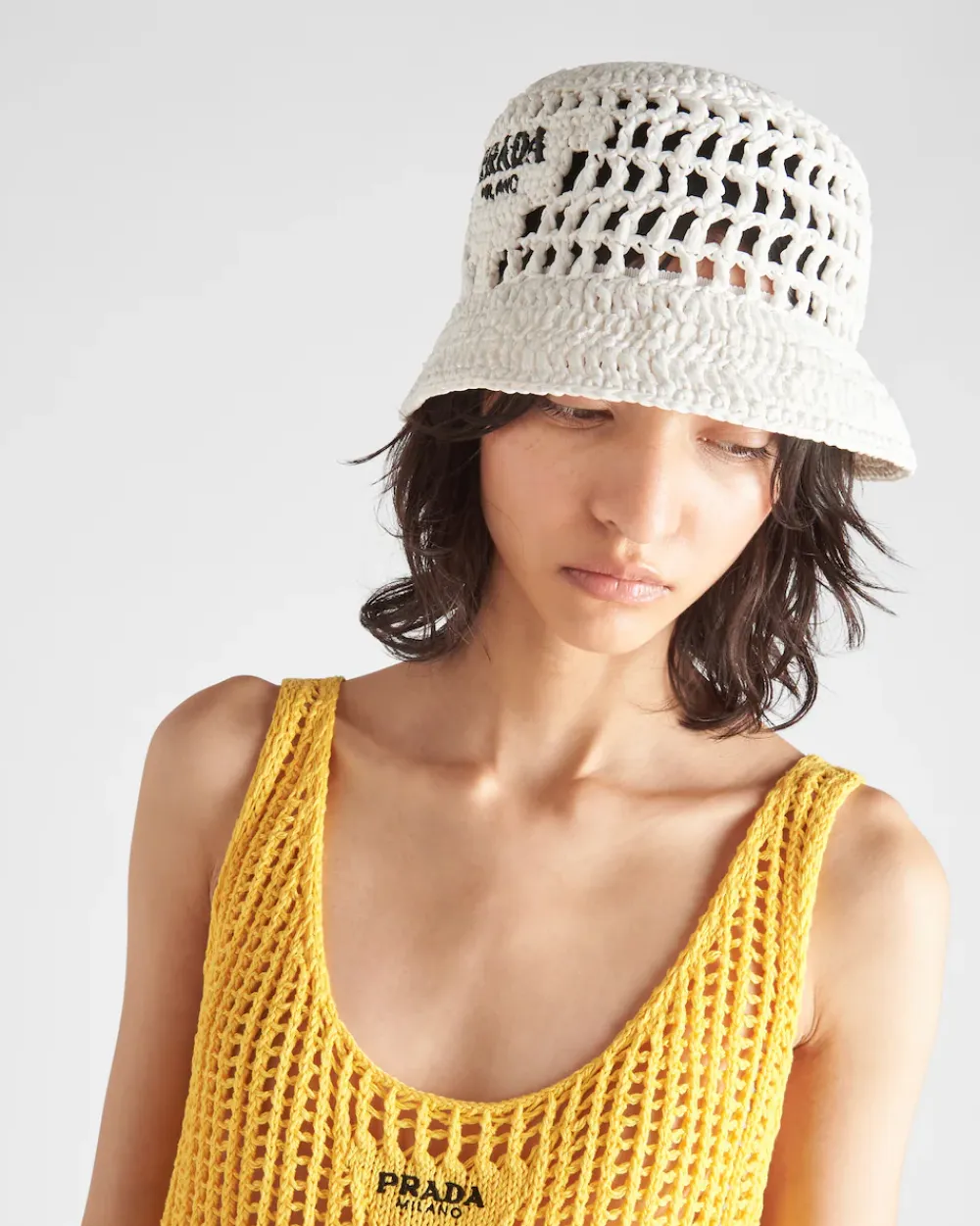Mujer Prada SOMBREROS Y GUANTES^Sombrero De Pescador En Tela Tejida