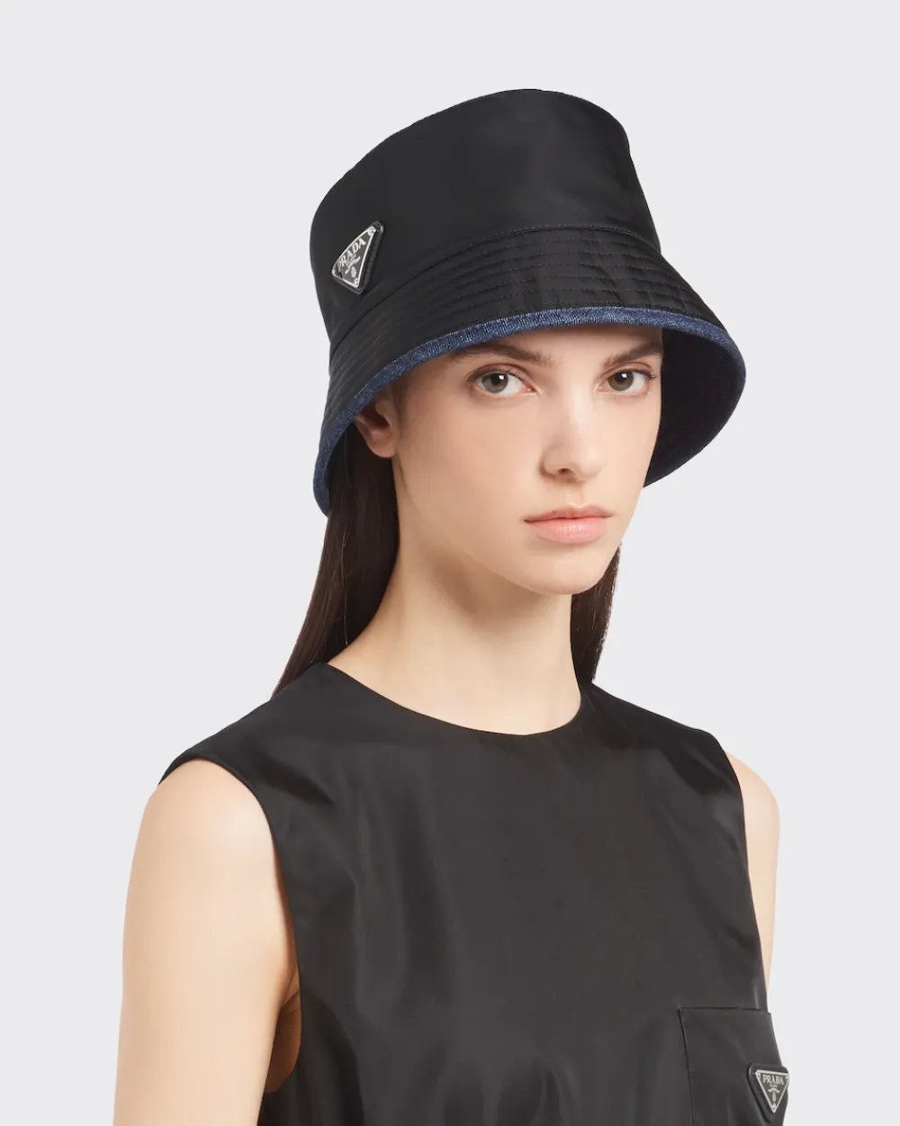 Mujer Prada SOMBREROS Y GUANTES^Sombrero De Tejido Vaquero Y Re-nylon