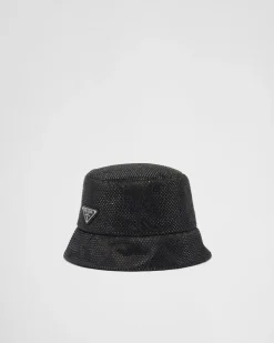 Mujer Prada SOMBREROS Y GUANTES^Sombrero Tipo Pescador De Satén Con Cristales