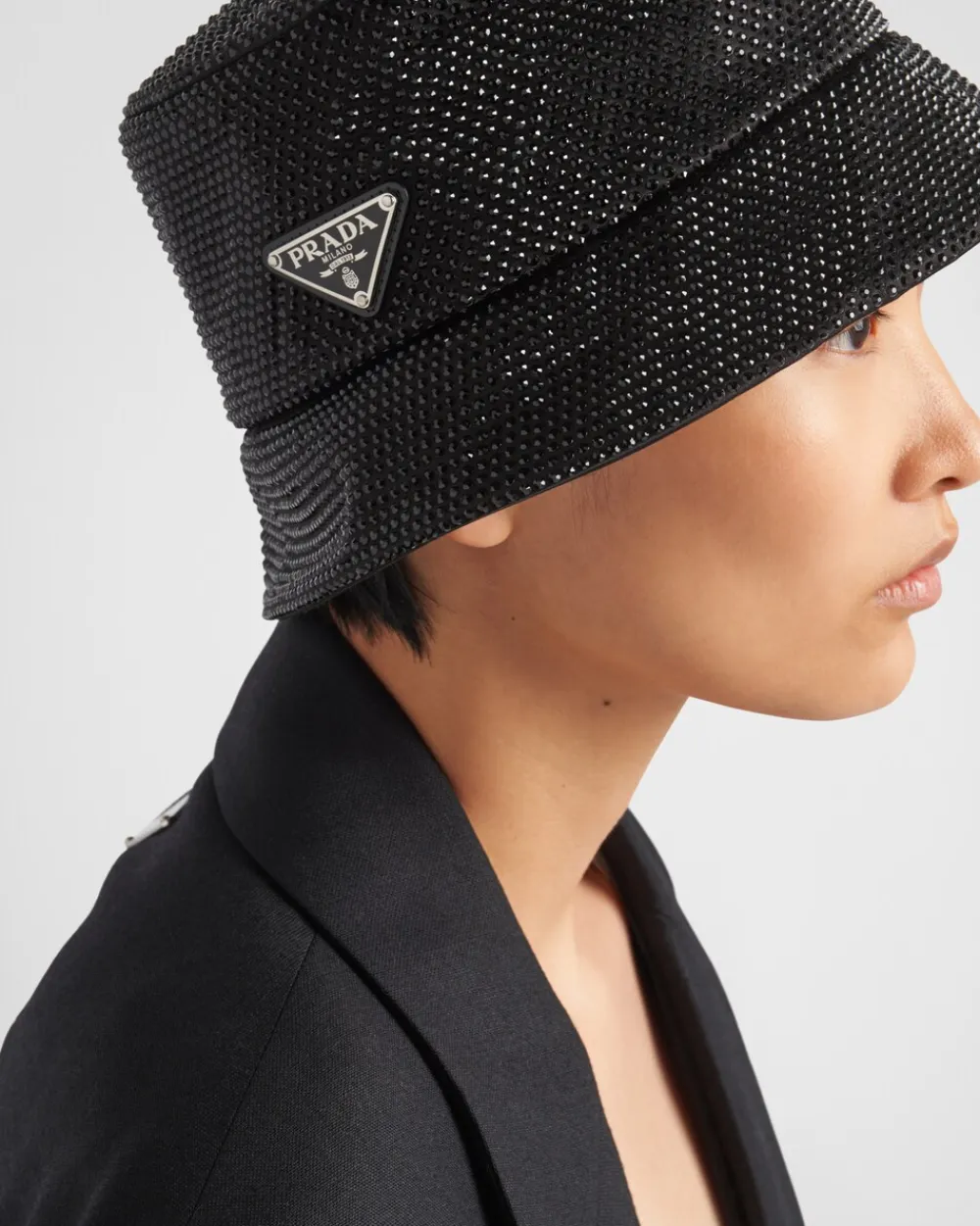 Mujer Prada SOMBREROS Y GUANTES^Sombrero Tipo Pescador De Satén Con Cristales