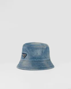 Mujer Prada SOMBREROS Y GUANTES^Sombrero Tipo Pescador De Tejido Vaquero