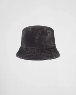 Mujer Prada SOMBREROS Y GUANTES^Sombrero Tipo Pescador De Tejido Vaquero