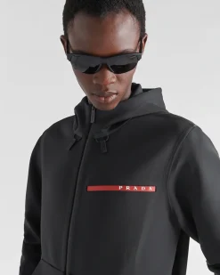 Hombre Prada ROPA^Sudadera Con Capucha De Punto Doble Reciclado