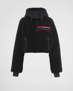 Mujer Prada ROPA^Sudadera Corta Forro Polar Y Tejido Técnico