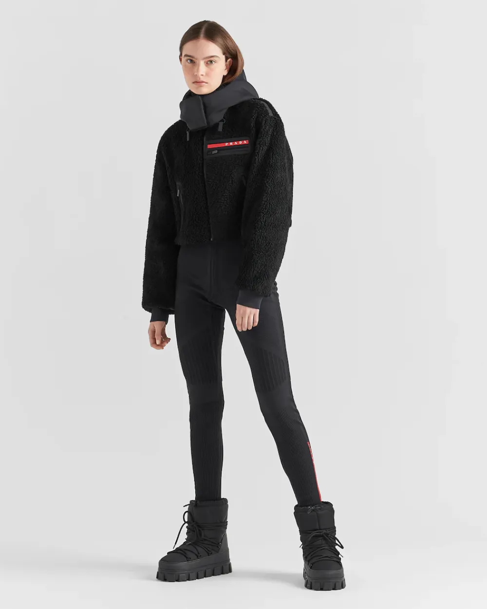 Mujer Prada ROPA^Sudadera Corta Forro Polar Y Tejido Técnico