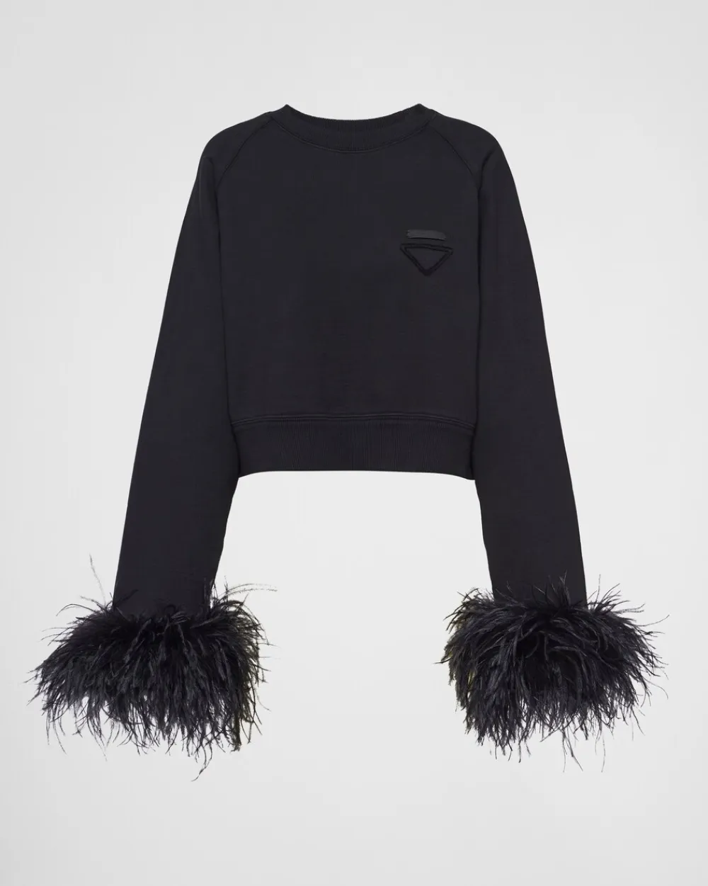 Mujer Prada CAMISETAS Y SUDADERAS^Sudadera De Cuello Redondo Con Ribete De Plumas