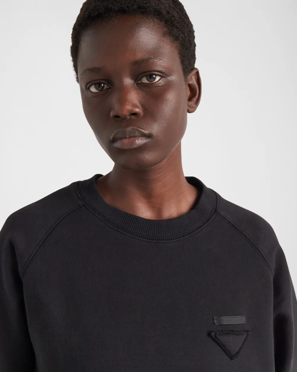 Mujer Prada CAMISETAS Y SUDADERAS^Sudadera De Cuello Redondo Con Ribete De Plumas