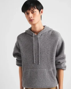 Hombre Prada TEJIDOS DE PUNTO^Sudadera De Punto De Cachemir Con Capucha