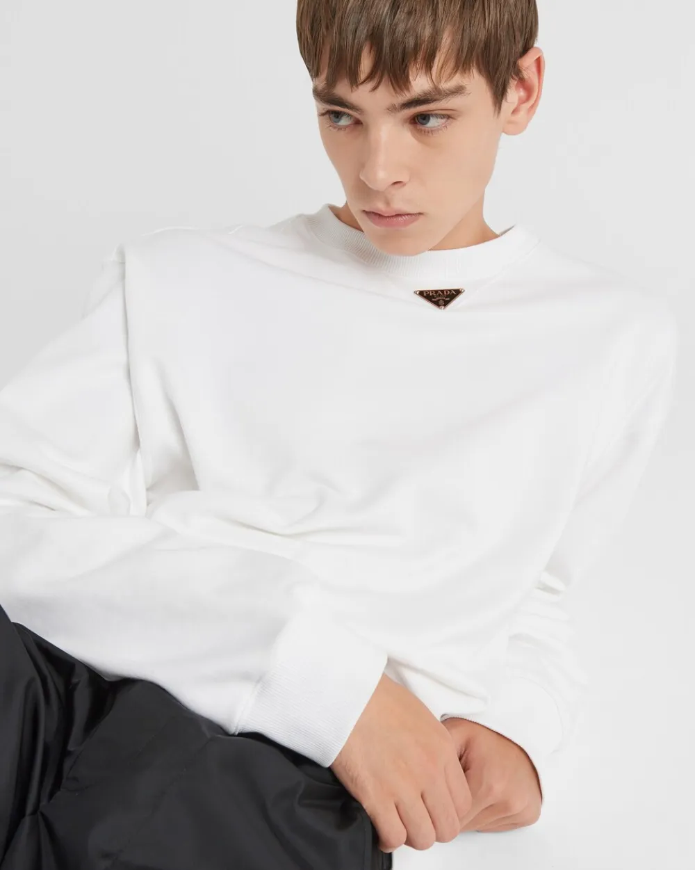 Hombre Prada ROPA DEPORTIVA Y SUDADERAS^Sudadera Extragrande De Algodón Con Logo Triangular