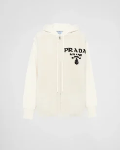 Mujer Prada TEJIDOS DE PUNTO^Sudadera Holgada De Cachemir Y Piel Vuelta