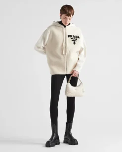Mujer Prada TEJIDOS DE PUNTO^Sudadera Holgada De Cachemir Y Piel Vuelta
