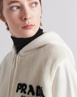 Mujer Prada TEJIDOS DE PUNTO^Sudadera Holgada De Cachemir Y Piel Vuelta