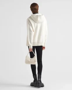 Mujer Prada TEJIDOS DE PUNTO^Sudadera Holgada De Cachemir Y Piel Vuelta
