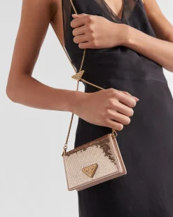 Mujer Prada CARTERAS Y TARJETEROS^Tarjetero Con Bandolera De Lentejuelas