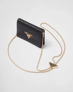 Mujer Prada CARTERAS Y TARJETEROS^Tarjetero De Piel Con Bandolera