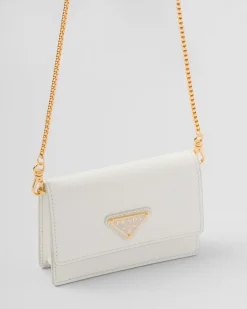Mujer Prada CARTERAS Y TARJETEROS^Tarjetero De Piel Saffiano Con Bandolera