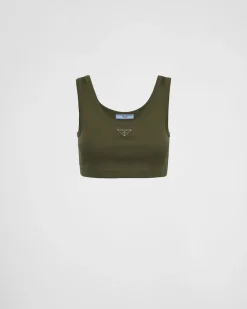 Mujer Prada CAMISETAS Y SUDADERAS^Top Corto De Punto Acanalado