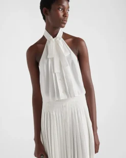 Mujer Prada CAMISAS Y TOPS^Top De Crepé De China Y Jacquard