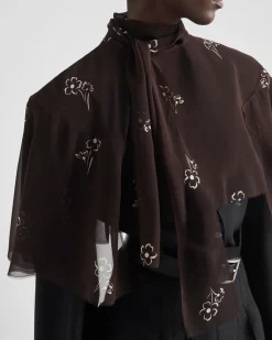 Mujer Prada CAMISAS Y TOPS^Top De Georgette Estampado