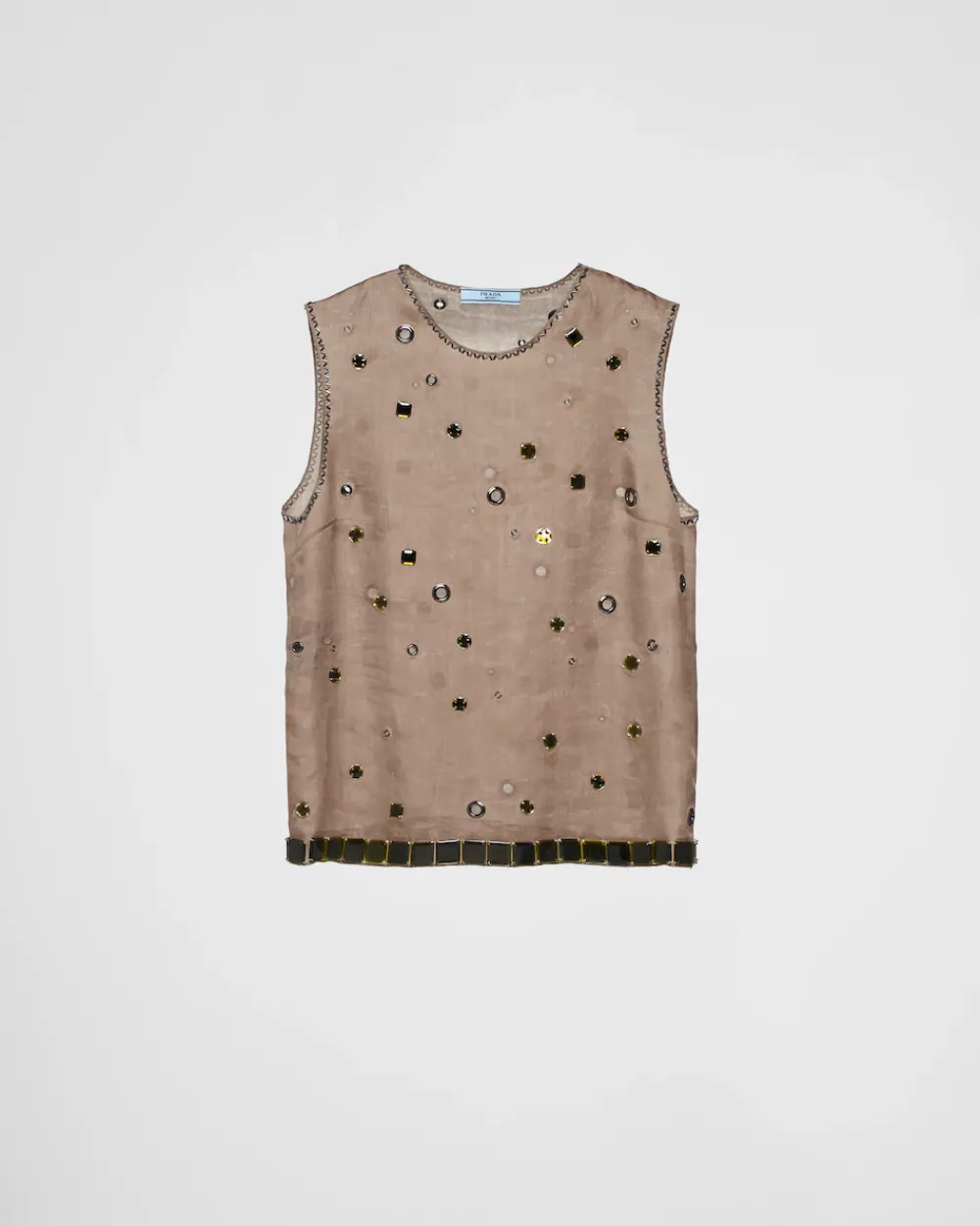 Mujer Prada CAMISAS Y TOPS^Top De Organza Con Adorno De Ojales