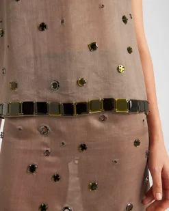 Mujer Prada CAMISAS Y TOPS^Top De Organza Con Adorno De Ojales