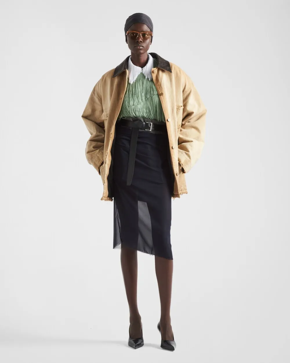 Mujer Prada CAMISAS Y TOPS^Top De Organza Con Flecos