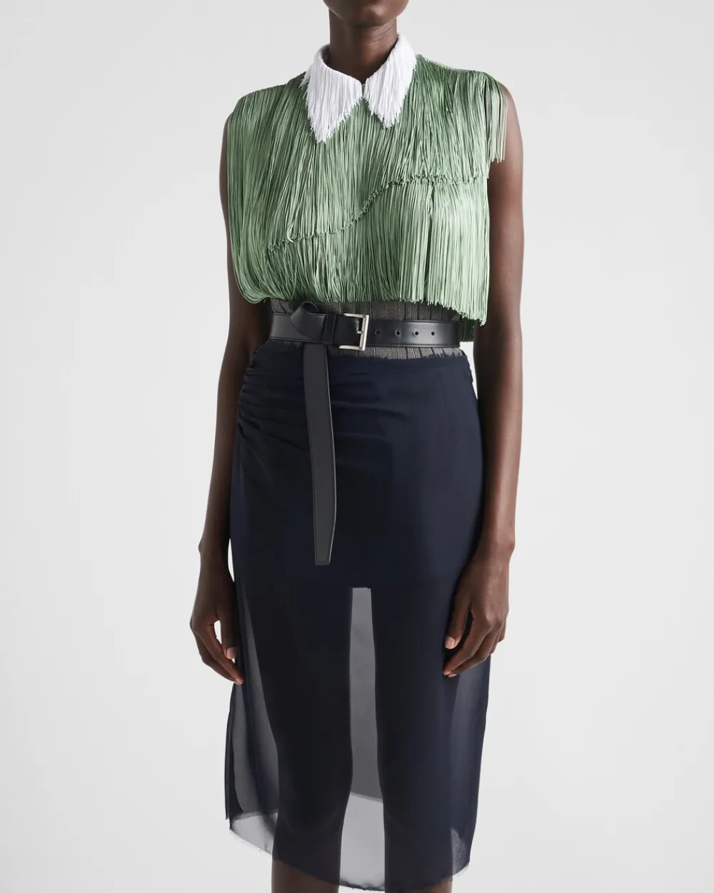Mujer Prada CAMISAS Y TOPS^Top De Organza Con Flecos