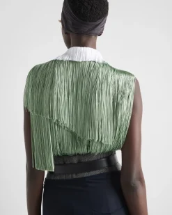Mujer Prada CAMISAS Y TOPS^Top De Organza Con Flecos