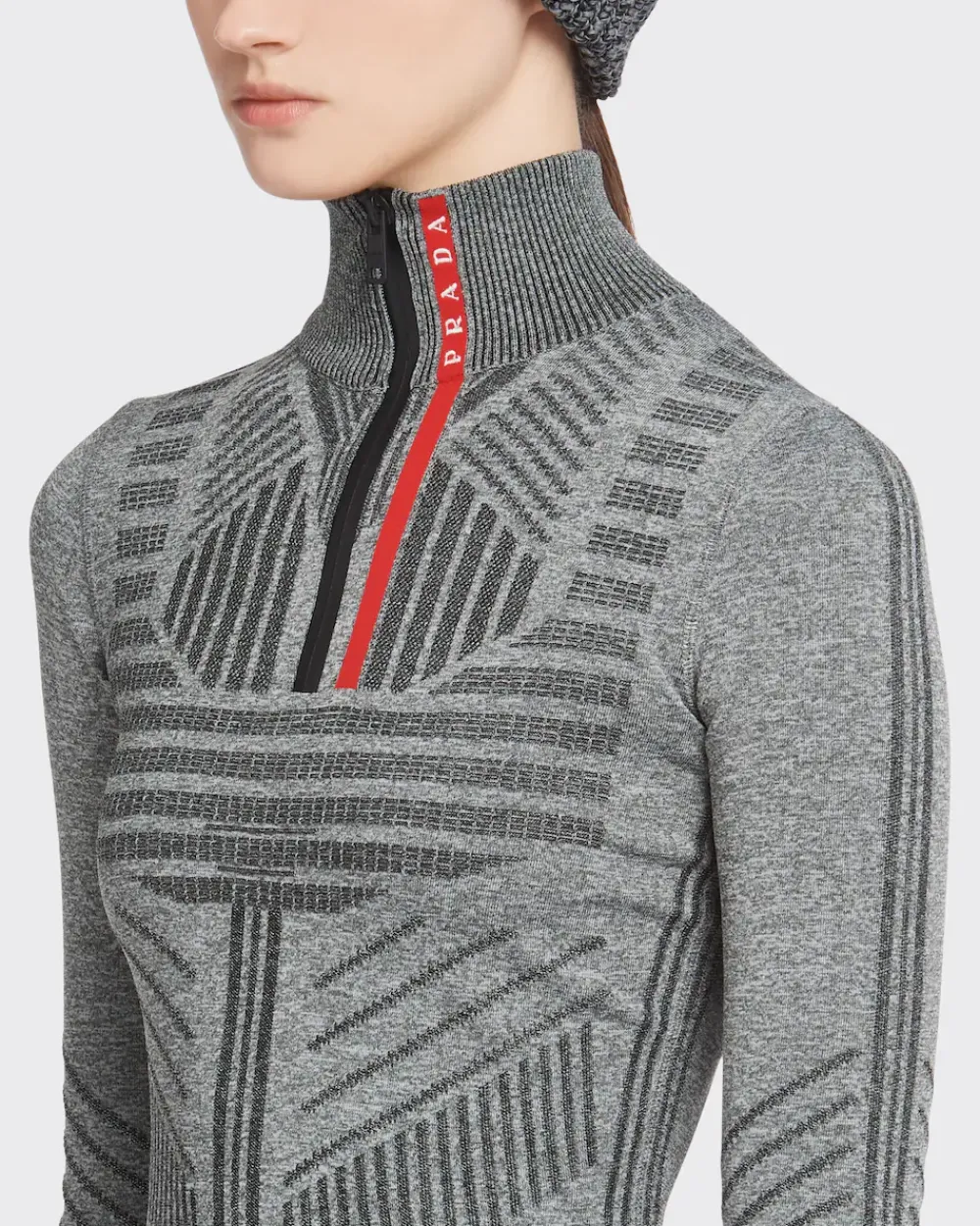 Mujer Prada ROPA^Top Deportivo Piqué Y Re-nylon Técnico Reciclado