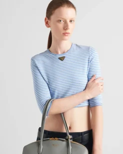 Mujer Prada CAMISETAS Y SUDADERAS^Top De Punto A Rayas