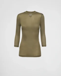 Mujer Prada CAMISETAS Y SUDADERAS^Top De Punto De Seda