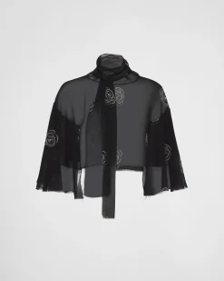 Mujer Prada CAMISAS Y TOPS^Top De Seda Estampada