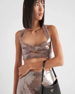 Mujer Prada CAMISAS Y TOPS^Top De Tul Con Lentejuelas