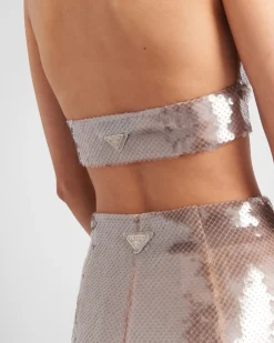 Mujer Prada CAMISAS Y TOPS^Top De Tul Con Lentejuelas