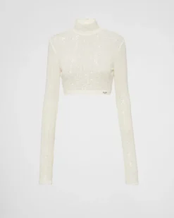 Mujer Prada CAMISETAS Y SUDADERAS^Top Elástico De Lentejuelas