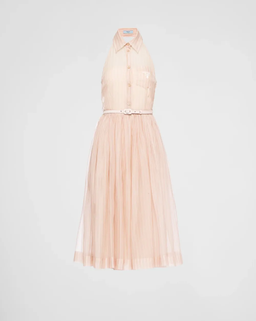 Mujer Prada VESTIDOS^Vestido Bordado De Organza A Rayas