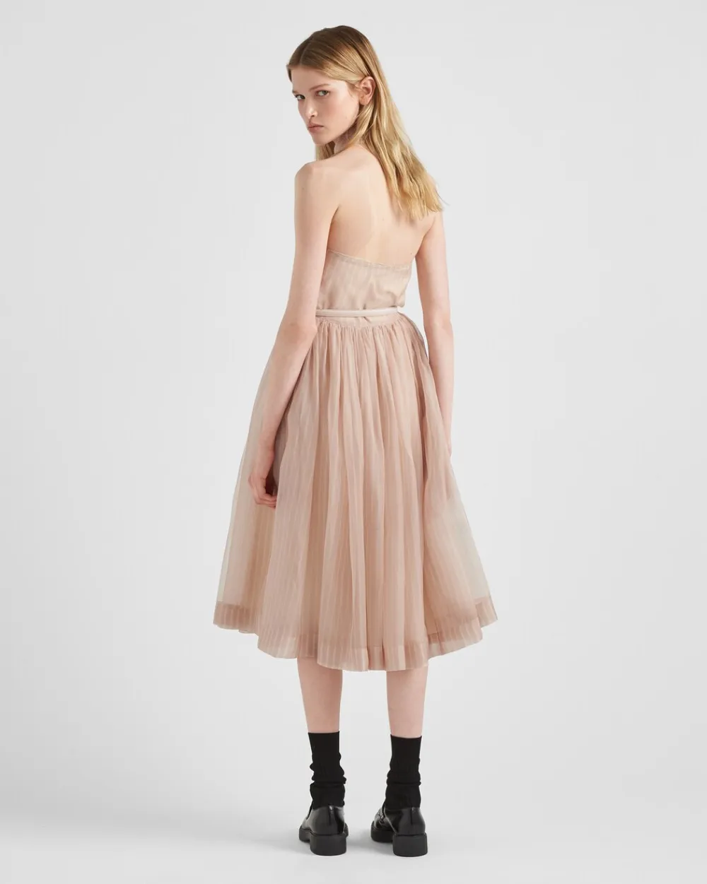 Mujer Prada VESTIDOS^Vestido Bordado De Organza A Rayas