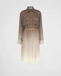 Mujer Prada VESTIDOS^Vestido Camisero En Sarga De Seda