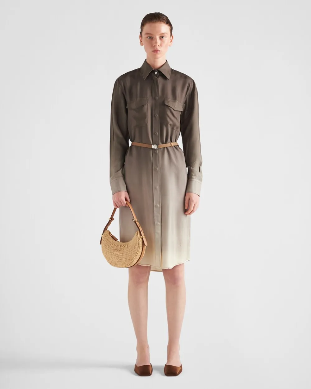 Mujer Prada VESTIDOS^Vestido Camisero En Sarga De Seda
