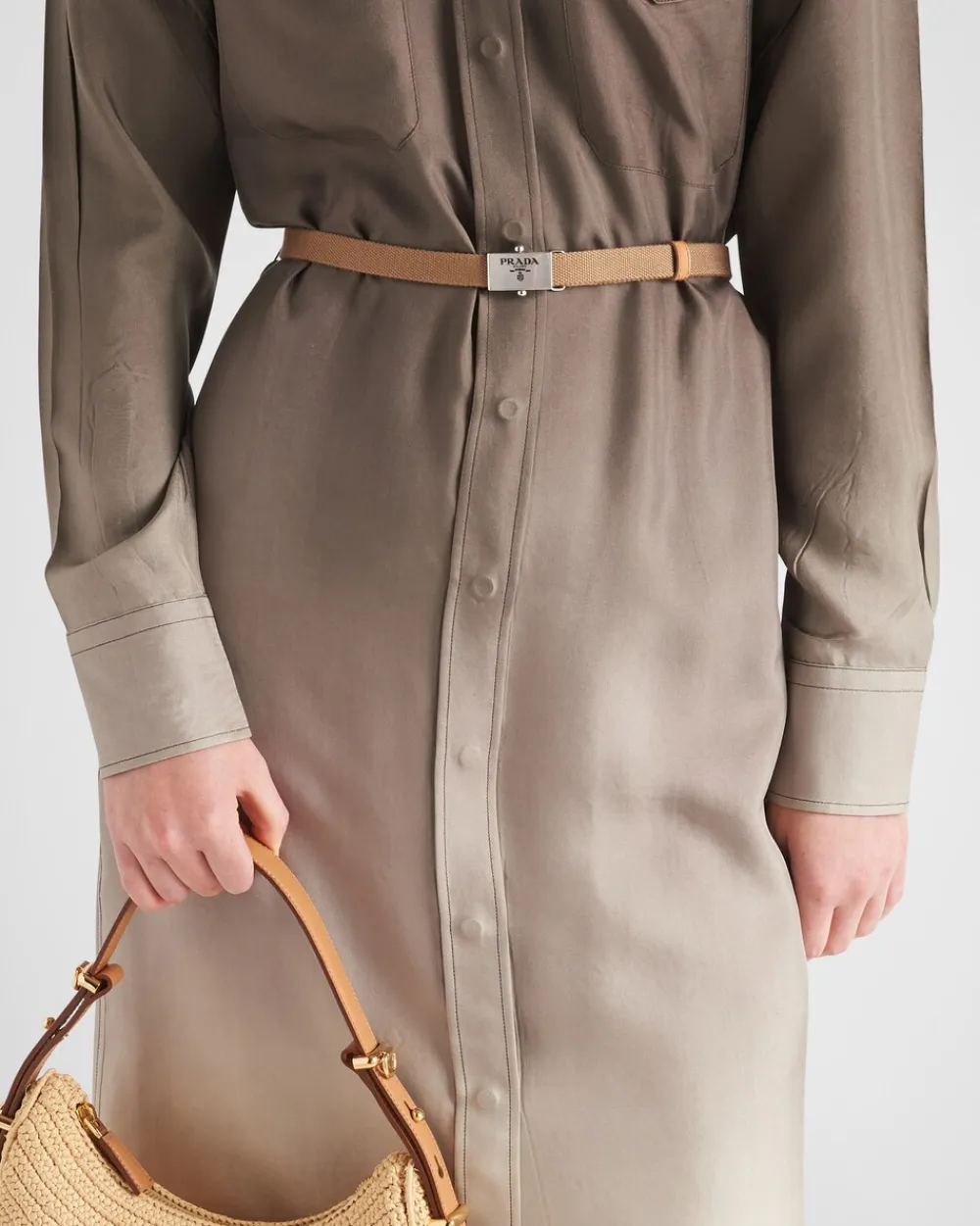 Mujer Prada VESTIDOS^Vestido Camisero En Sarga De Seda