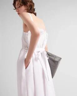 Mujer Prada VESTIDOS^Vestido De Encaje Y Popelín Bordado