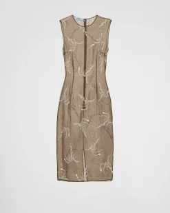 Mujer Prada VESTIDOS^Vestido De Organza Bordado