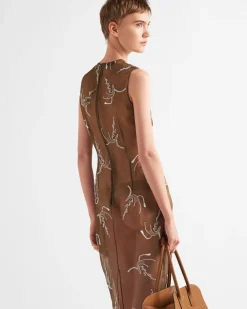 Mujer Prada VESTIDOS^Vestido De Organza Bordado