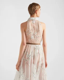 Mujer Prada VESTIDOS^Vestido De Organza Bordado