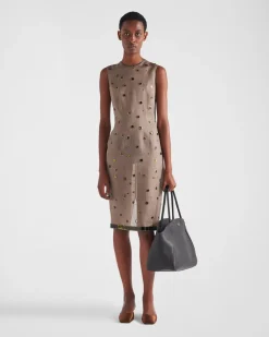 Mujer Prada VESTIDOS^Vestido De Organza Con Adorno De Ojales