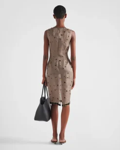 Mujer Prada VESTIDOS^Vestido De Organza Con Adorno De Ojales