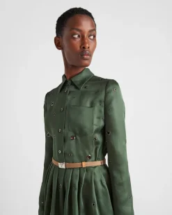 Mujer Prada VESTIDOS^Vestido De Organza Con Adorno De Ojales