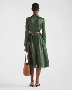 Mujer Prada VESTIDOS^Vestido De Organza Con Adorno De Ojales